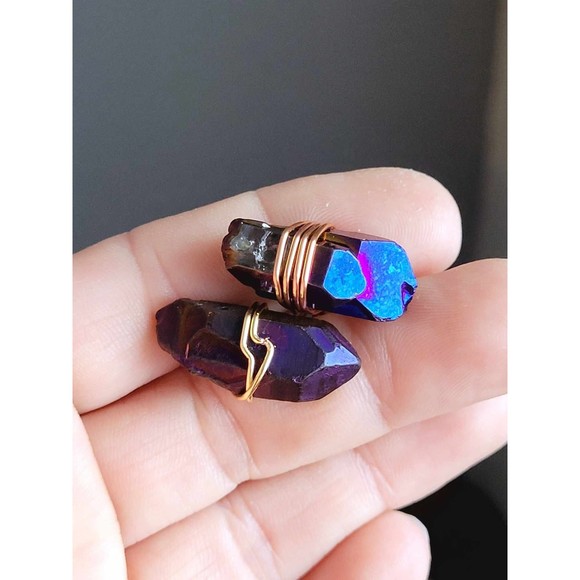 Raw Amethyst Crystal & Copper Dowsing Pendulum, Divination Tools, 9" - Picture 6 of 7